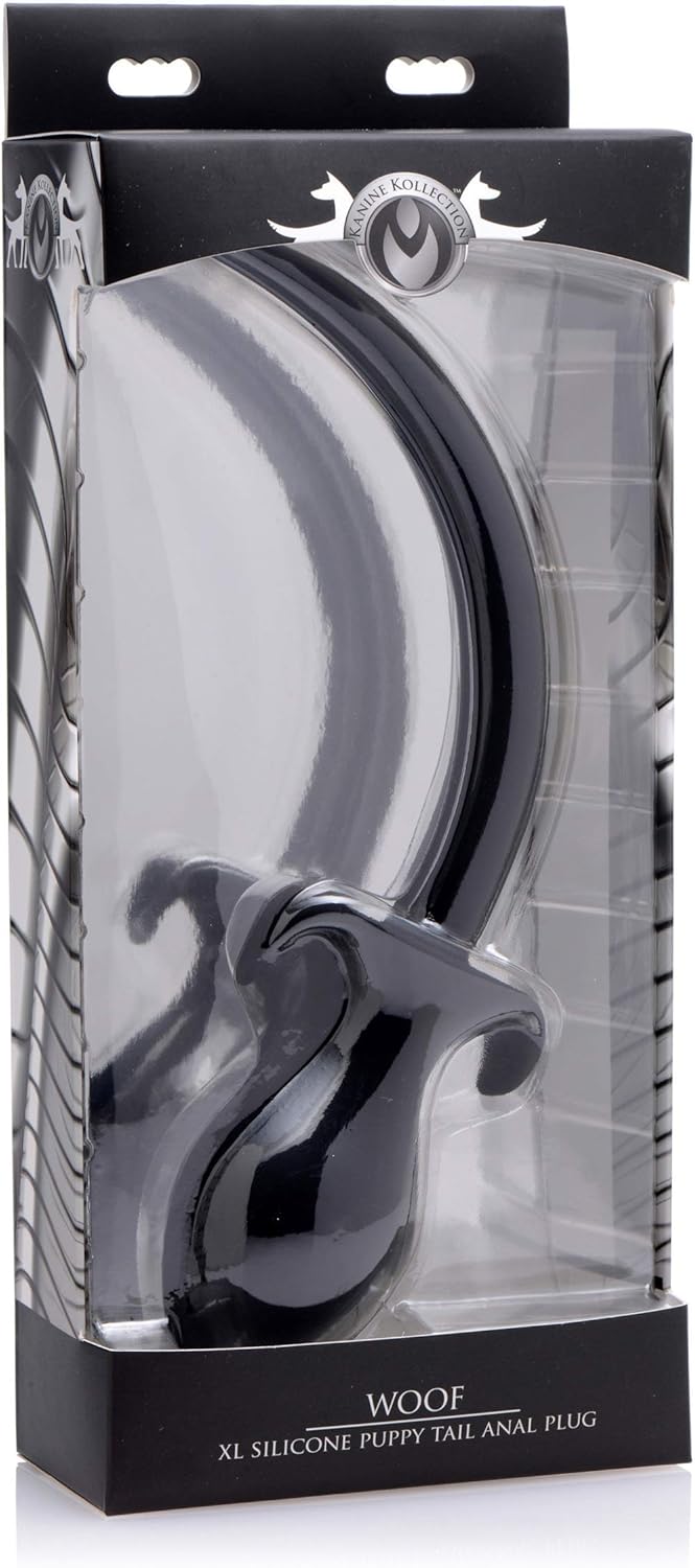 Woof XL Silicone Puppy Tail Butt Plug - Black