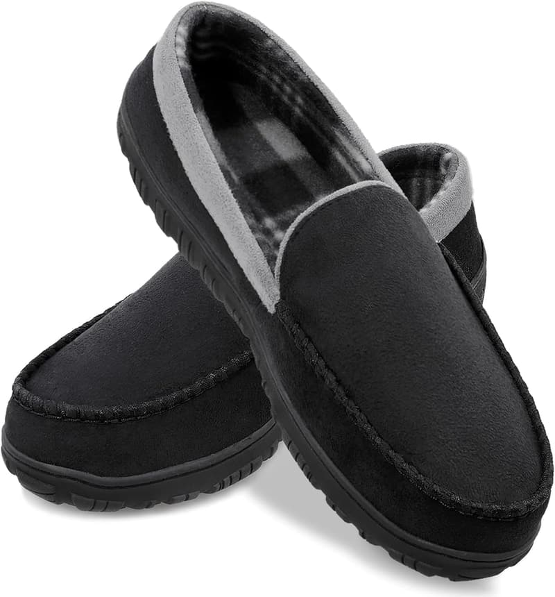 Men's Microsuede Moccasin Slippers with Memory Foam