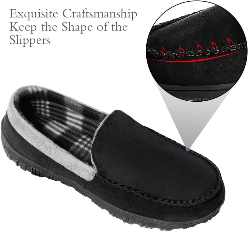 Men's Microsuede Moccasin Slippers with Memory Foam