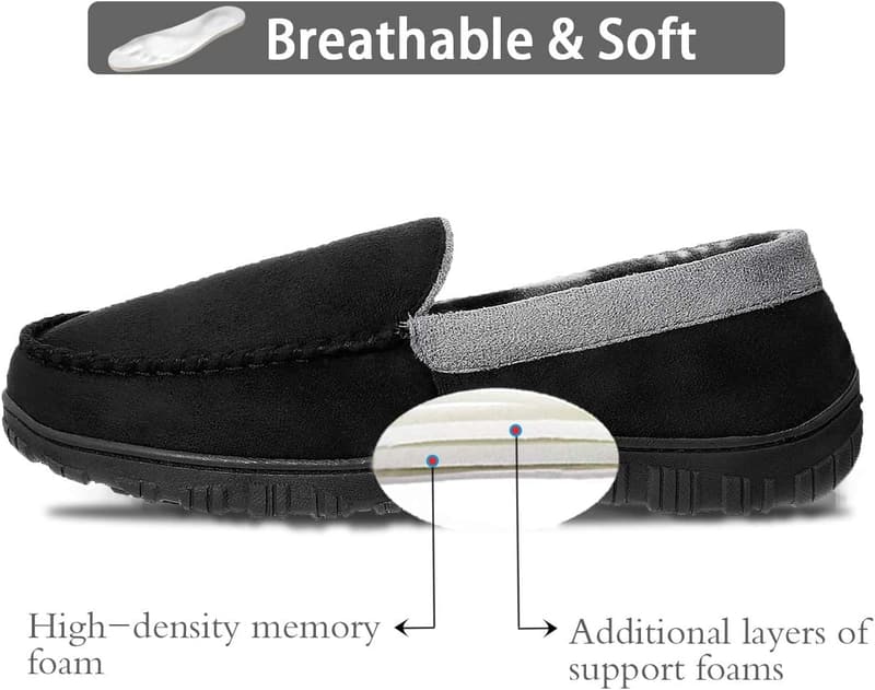 Men's Microsuede Moccasin Slippers with Memory Foam