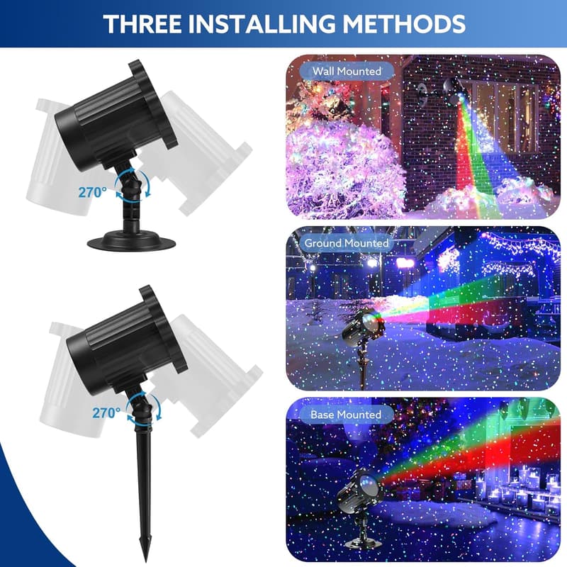 Outdoor RGB Laser Projector Lights with Starry Sky & Firefly Effects