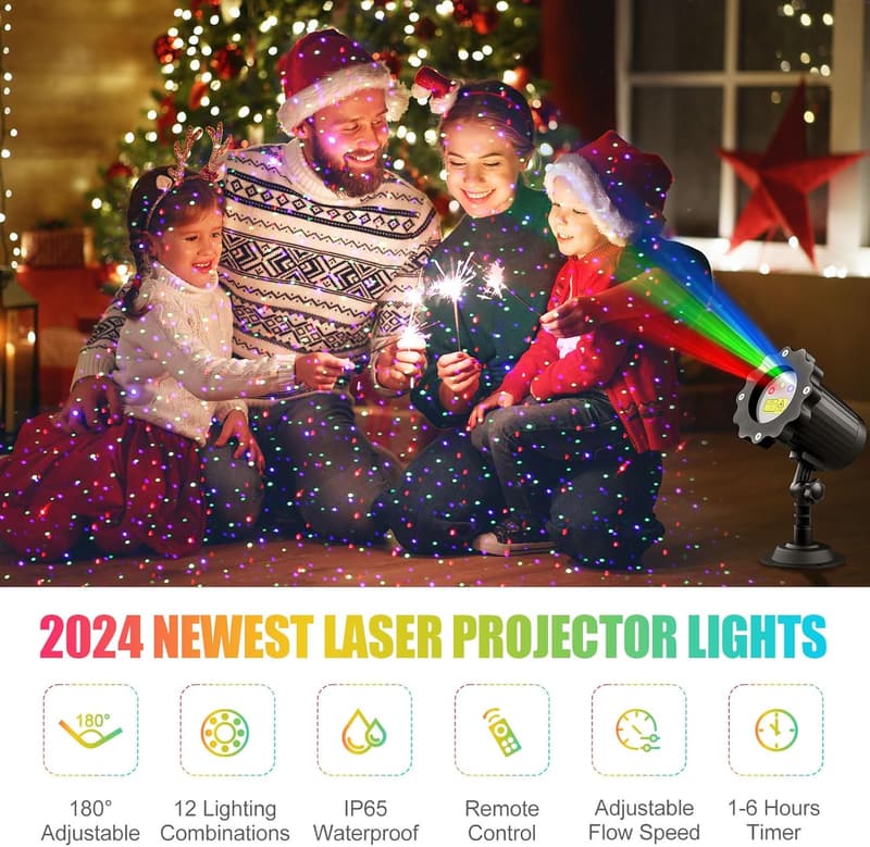 Outdoor Waterproof RGB Laser Projector Lights for Weddings & Parties
