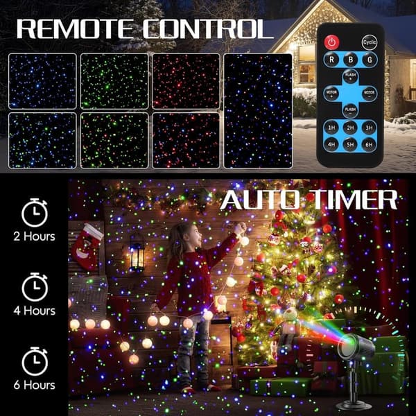 Outdoor Christmas Projector Lights with Remote Control & Timer