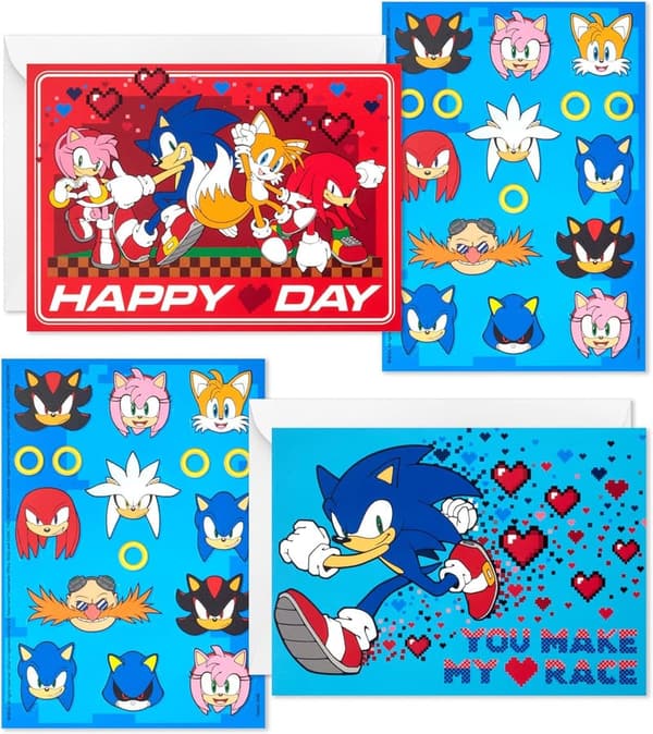 Sonic the Hedgehog Valentine's Day Card Set for Kids (24 Cards)
