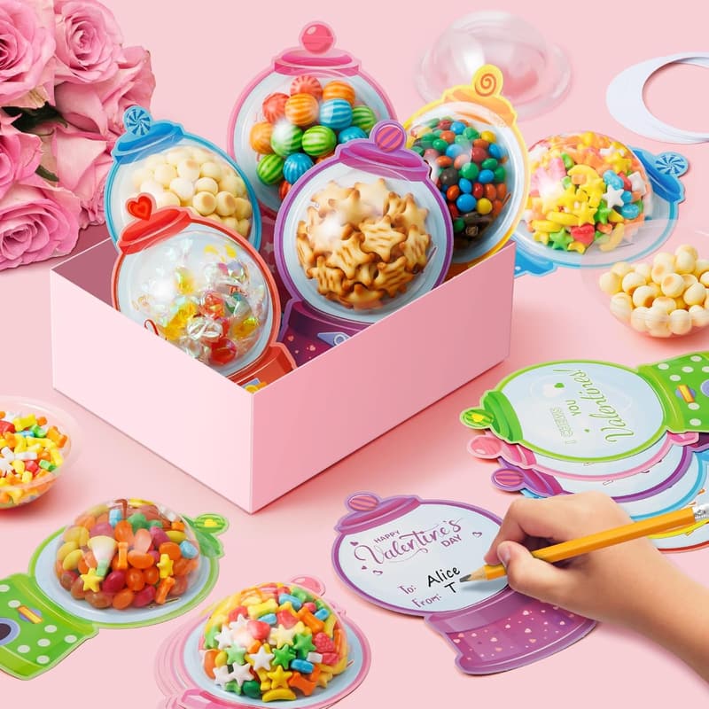 Kids' Gumball Machine Valentine Cards Set - 48 Pack