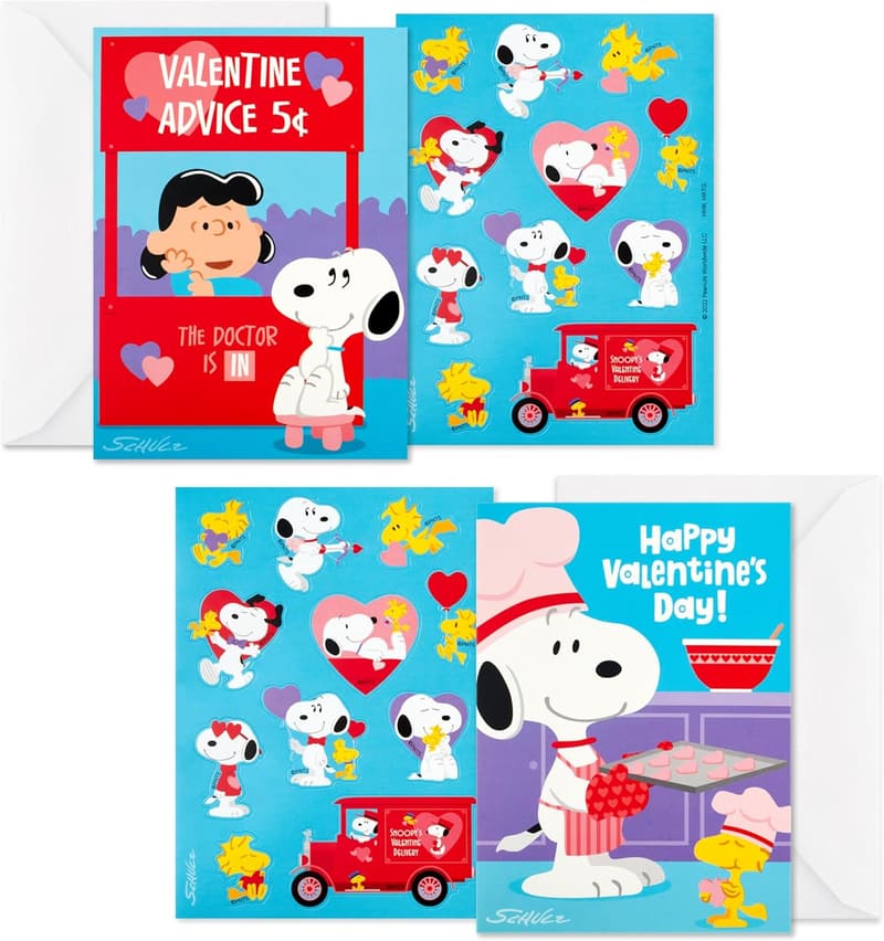 Snoopy & Lucy Valentine's Day Cards for Kids (24 Count)