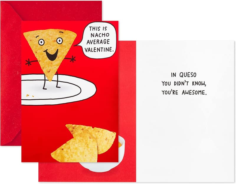 Valentine's Day Pack of 2 Funny Dinosaur & Nachos Cards