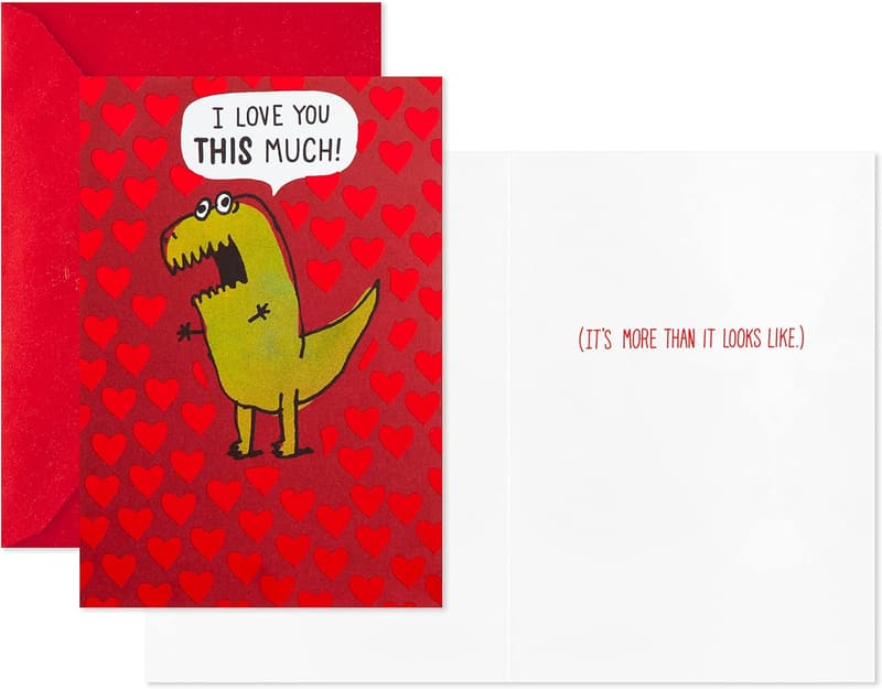 Valentine's Day Pack of 2 Funny Dinosaur & Nachos Cards