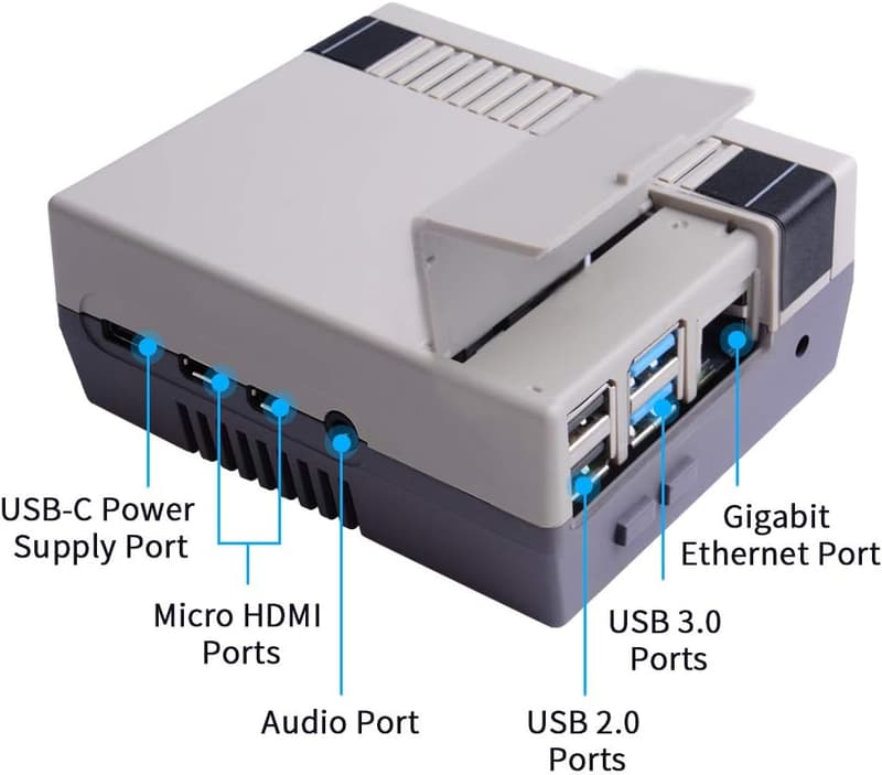 Retro Gaming Case for Raspberry Pi 4 Model B with Fan & Heatsinks