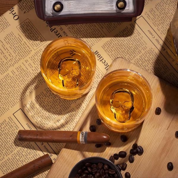 Whiskey Rocks Glass Set with Ice Ball Molds - Unique Gift for Men