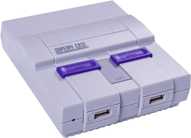 Raspberry Pi SNES Case with USB Controllers and Heatsink Fan