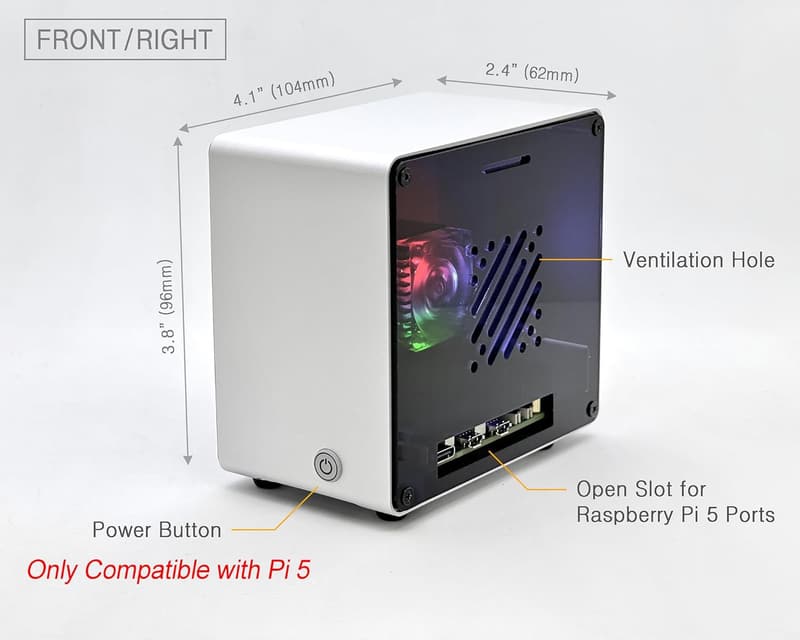 Raspberry Pi 5 Aluminum Mini Tower Case with Cooling Fan