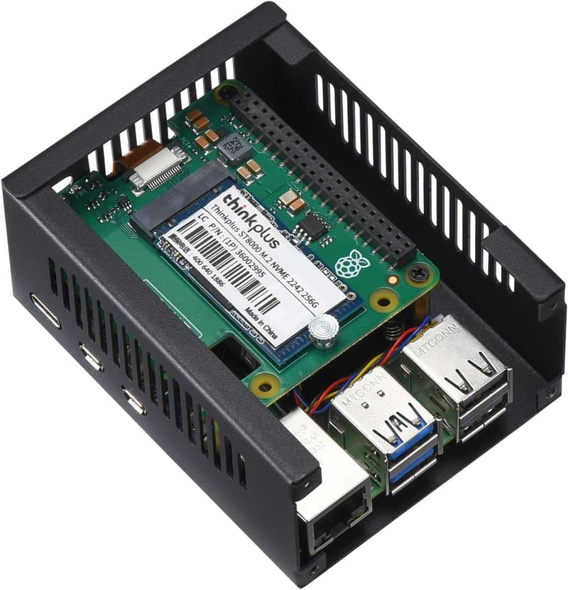 Raspberry Pi 5 Metal Case with Active Cooler Support (Black)