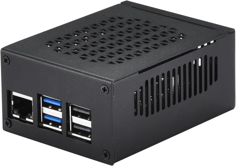 Raspberry Pi 5 Metal Case with Active Cooler Support (Black)
