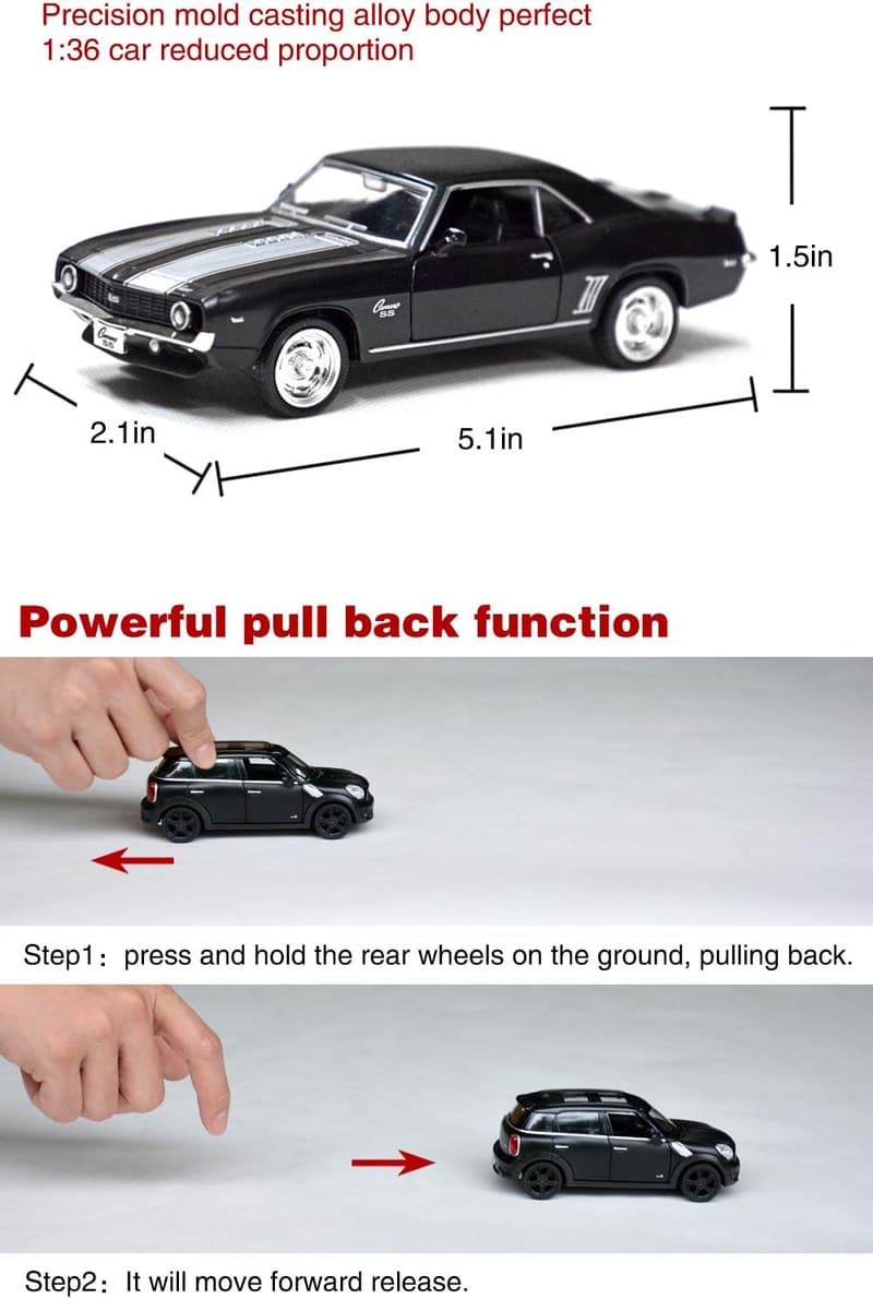 1969 Camaro Black Die-Cast Car Model for Kids