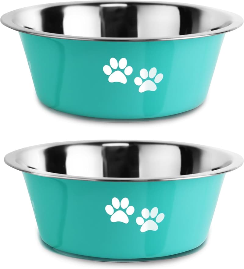 Nonslip Stainless Steel Dog Bowls with Insulated Design - 3.6 Cups