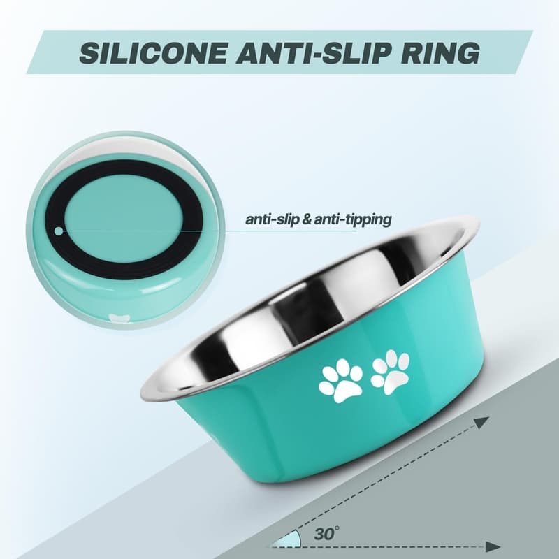 Nonslip Stainless Steel Dog Bowls with Insulated Design - 3.6 Cups