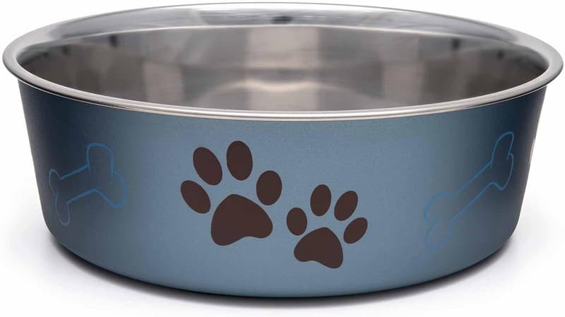 Medium Blueberry Blue No-Tip Stainless Steel Dog Bowl