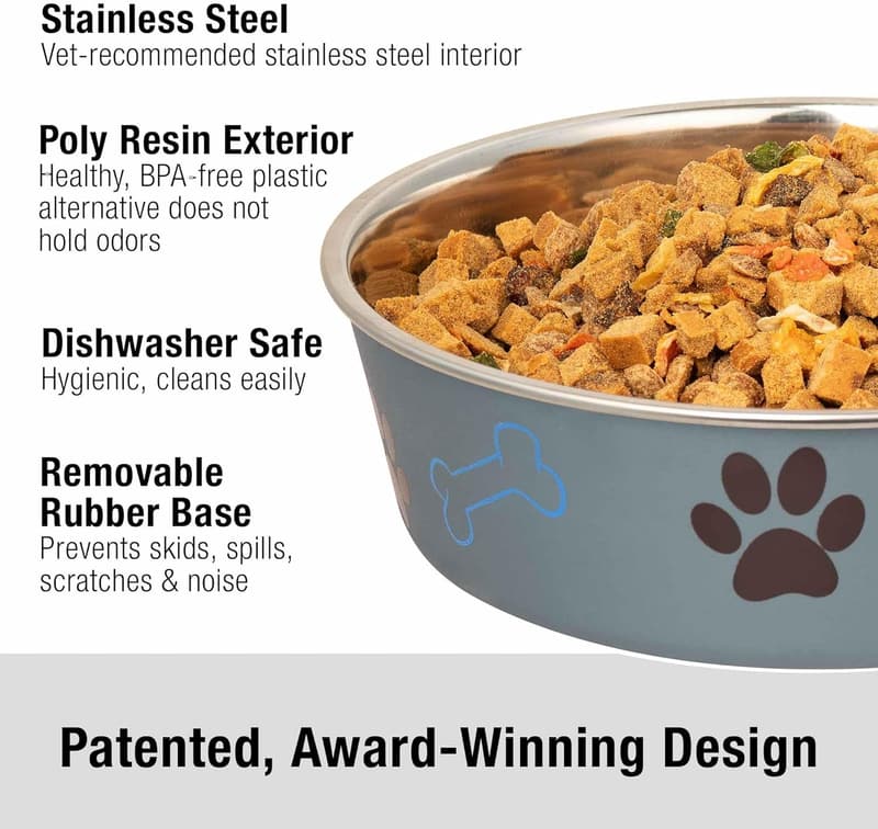 Medium Blueberry Blue No-Tip Stainless Steel Dog Bowl