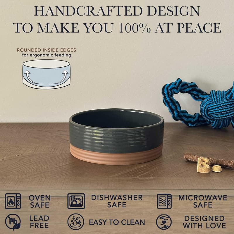 Medium Ceramic Pet Bowl - 28oz Food/Water Dish for Dogs & Cats