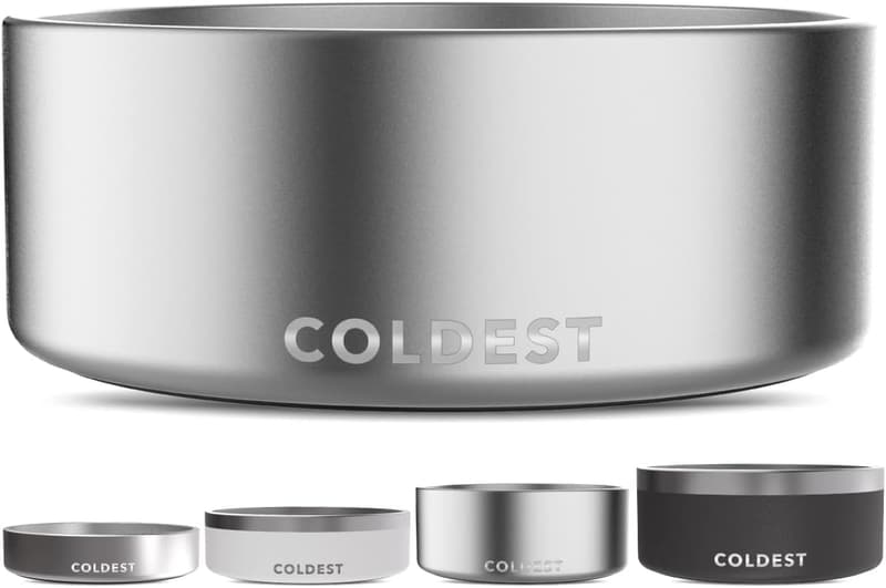 Insulated Stainless Steel Dog Bowl - Non-Slip, Spill Proof (64 oz)
