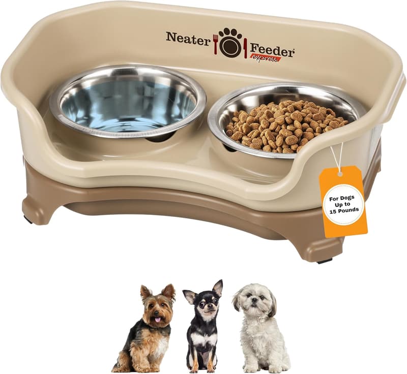 Mess-Proof Elevated Dog Bowls for Small Breeds – Stainless Steel Set