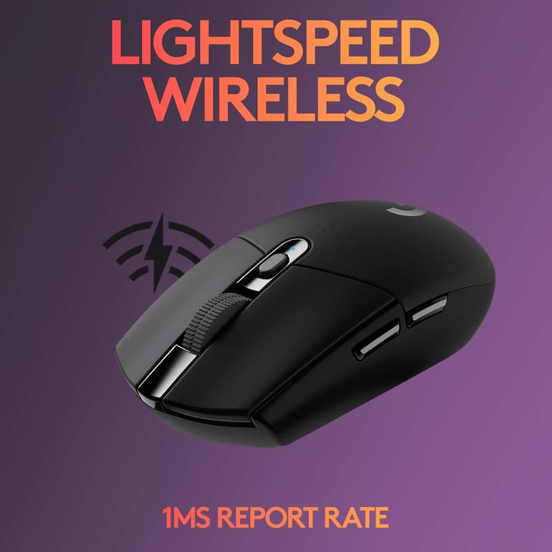 Logitech G305 Wireless Gaming Mouse, 12K Hero Sensor, Black
