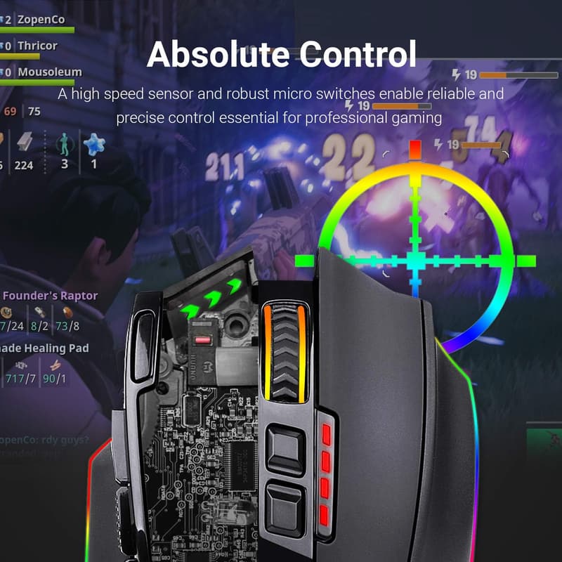 Redragon M801 Wireless RGB Gaming Mouse with 9 Programmable Buttons