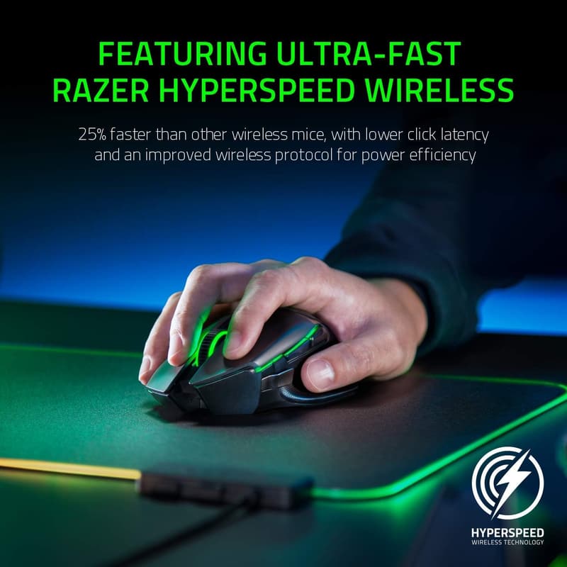Razer Basilisk Ultimate Wireless Gaming Mouse - 20K DPI, RGB, 11 Buttons