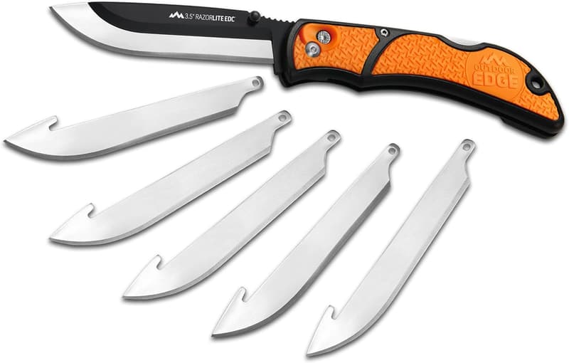 Hunting Knife with Replaceable Blades - Blaze Orange, 3.5