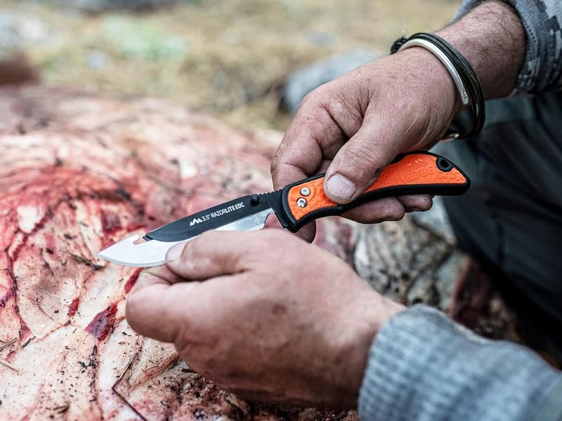 Hunting Knife with Replaceable Blades - Blaze Orange, 3.5