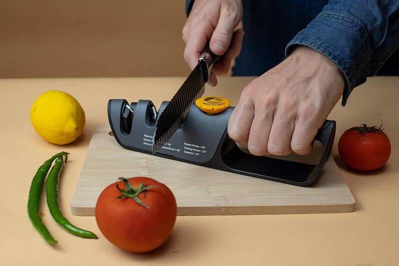Adjustable Angle Knife Sharpener with Diamond-Coated Stones
