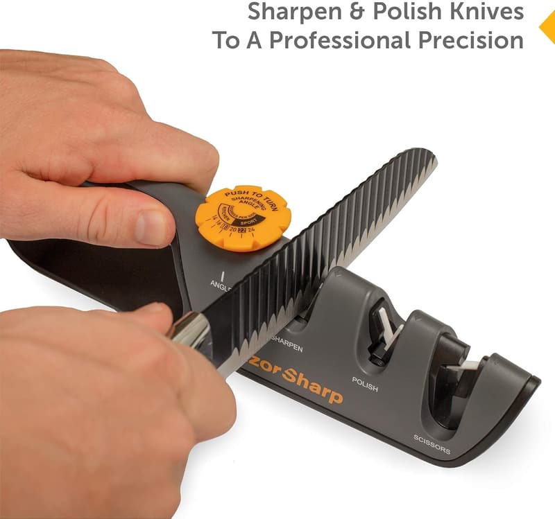 Adjustable Angle Knife Sharpener with Diamond-Coated Stones