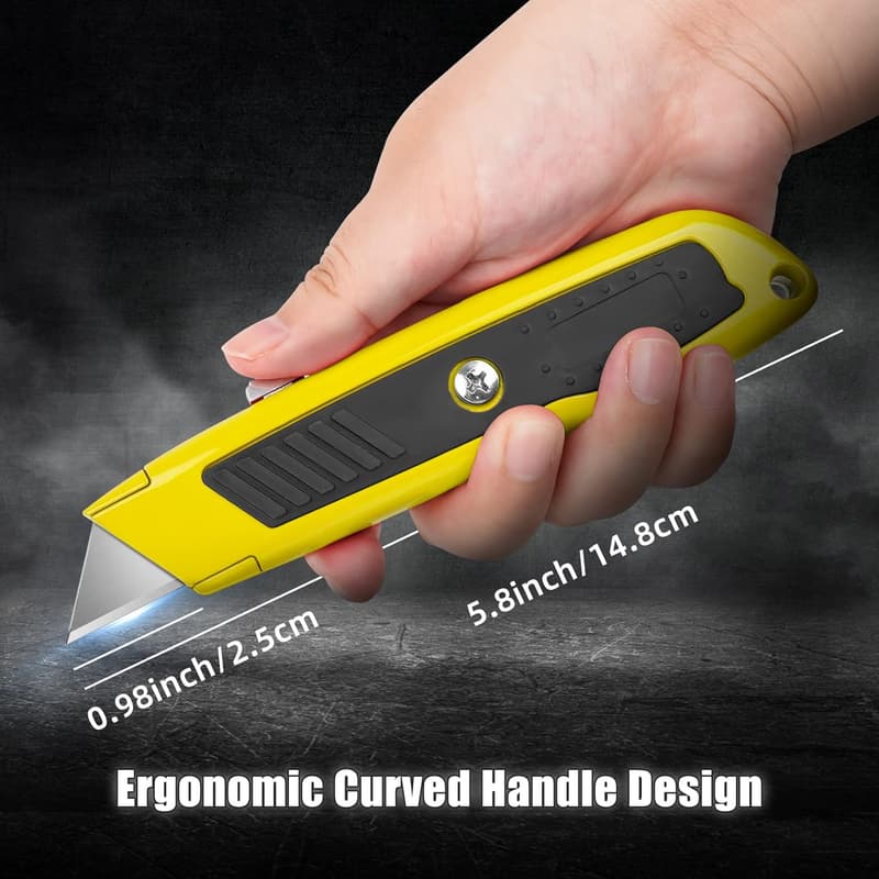Heavy-Duty Retractable Box Cutters - 2 Pack (Yellow)