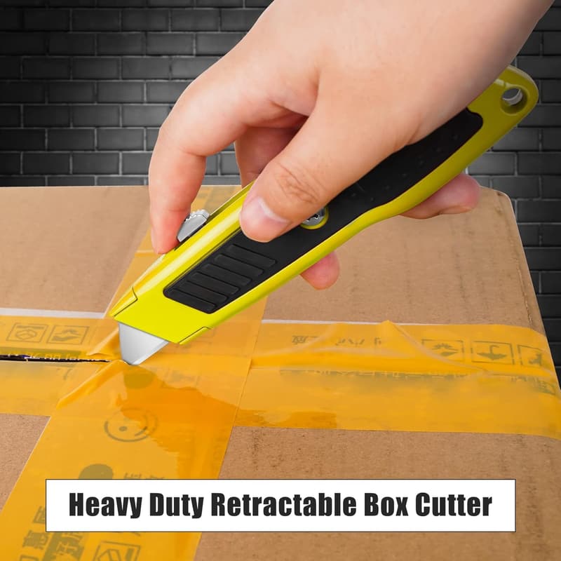 Heavy-Duty Retractable Box Cutters - 2 Pack (Yellow)