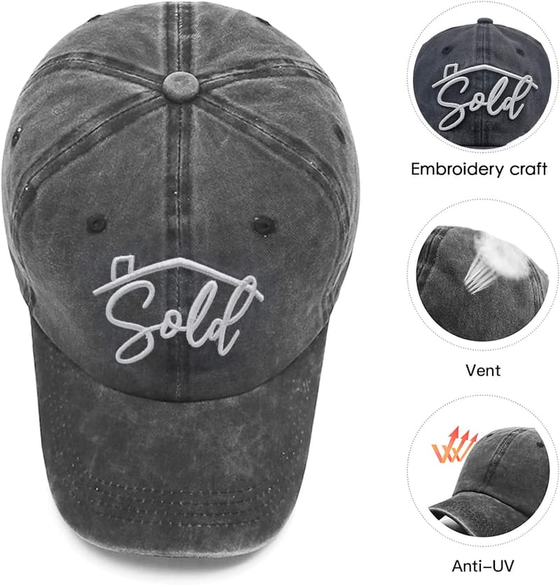 Adjustable Distressed Baseball Cap for Real Estate Agents