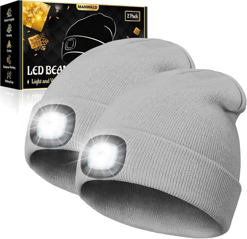USB Rechargeable LED Beanie Hat - Perfect Gift for Men