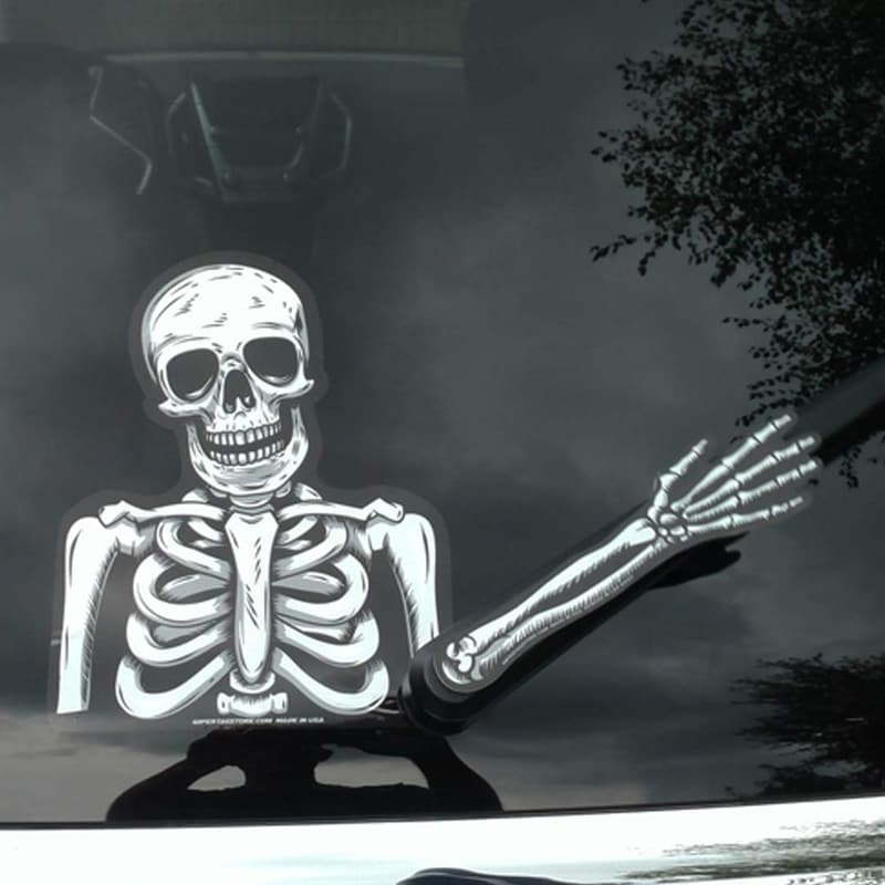 Skeleton Waving Arm Decal for Rear Vehicle Wipers - Made in USA