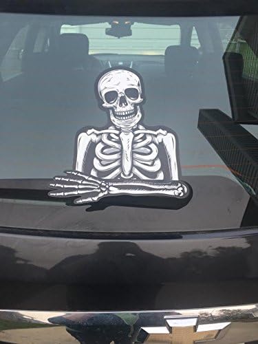 Skeleton Waving Arm Decal for Rear Vehicle Wipers - Made in USA