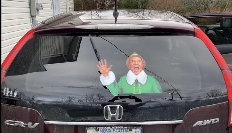 Christmas Jolly Elf Wiper Blade Decal - Made in USA