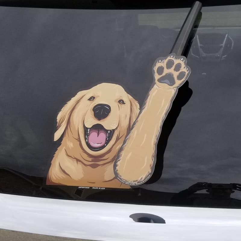 Golden Retriever Waving Wiper Tags for Vehicle Back Wipers