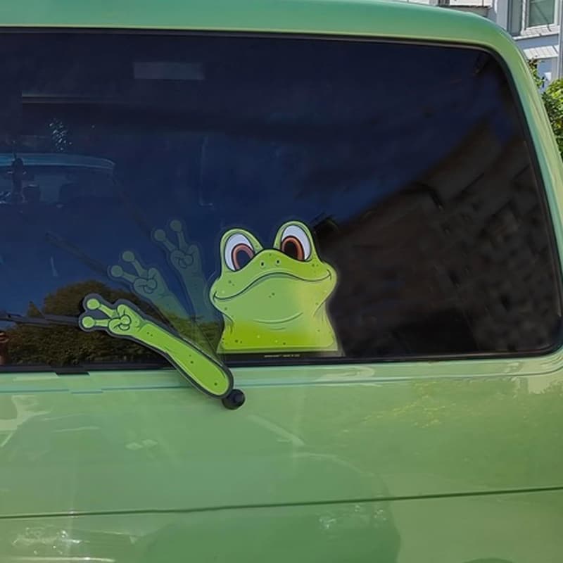 Waving Peace Frog Rear Wiper Decal Tags
