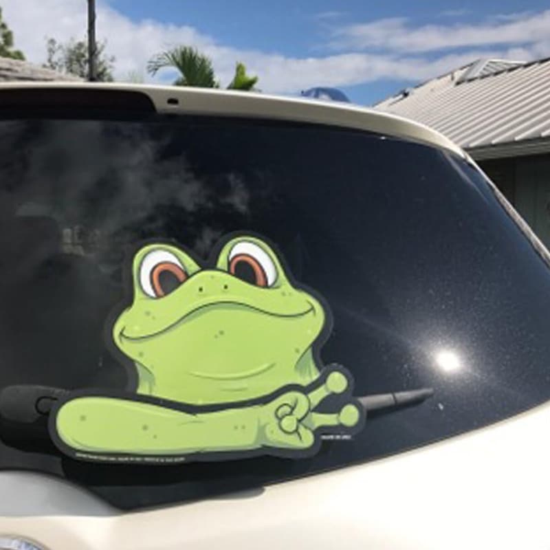 Waving Peace Frog Rear Wiper Decal Tags