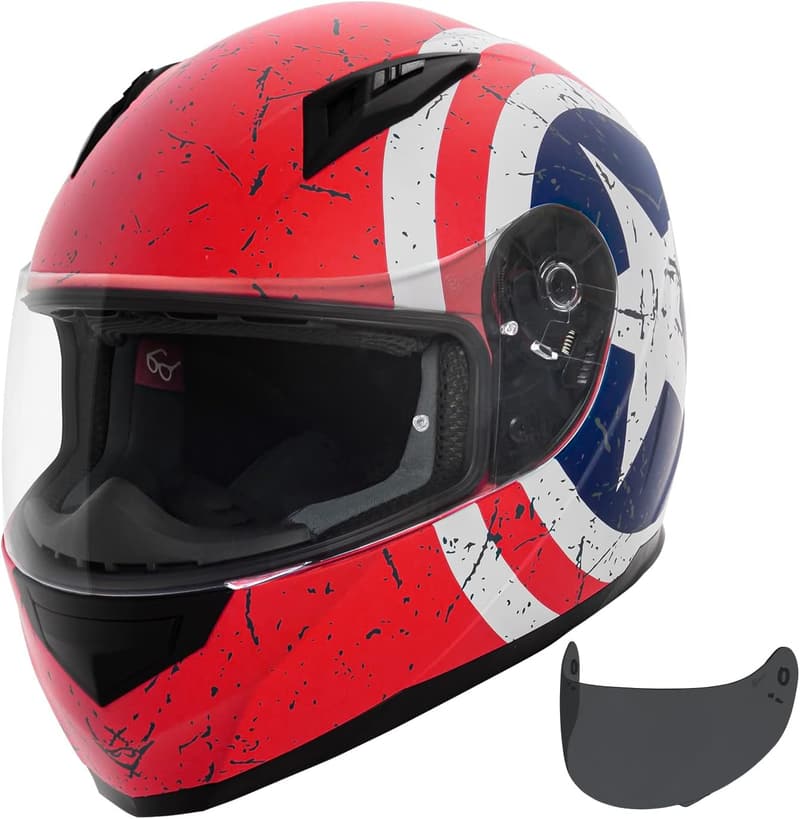 Lightweight Full Face Motorcycle Helmet with Tinted Visor