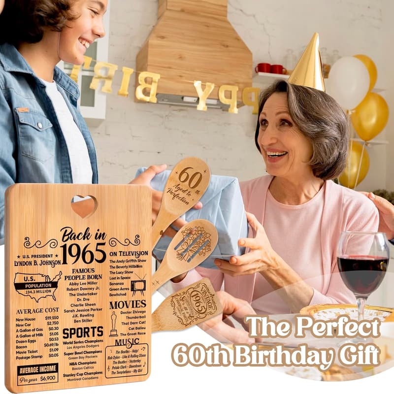 60th Birthday Bamboo Cutting Board - Engraved 