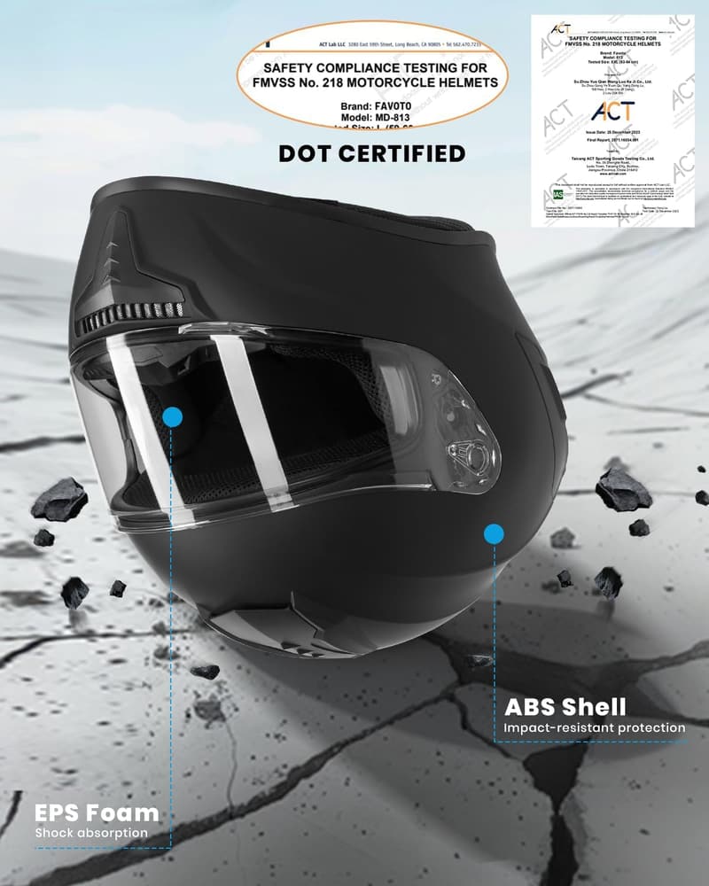 DOT Approved Dual Visor Motorcycle Helmet for Men & Women