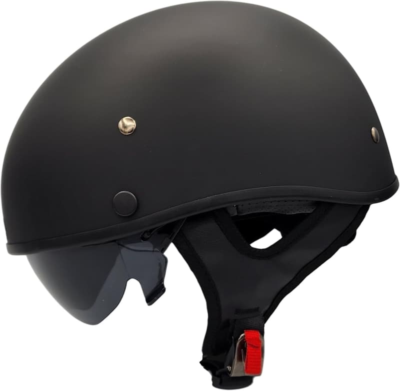 Vega Warrior Half Helmet with Sunshield for Men & Women, Matte Black