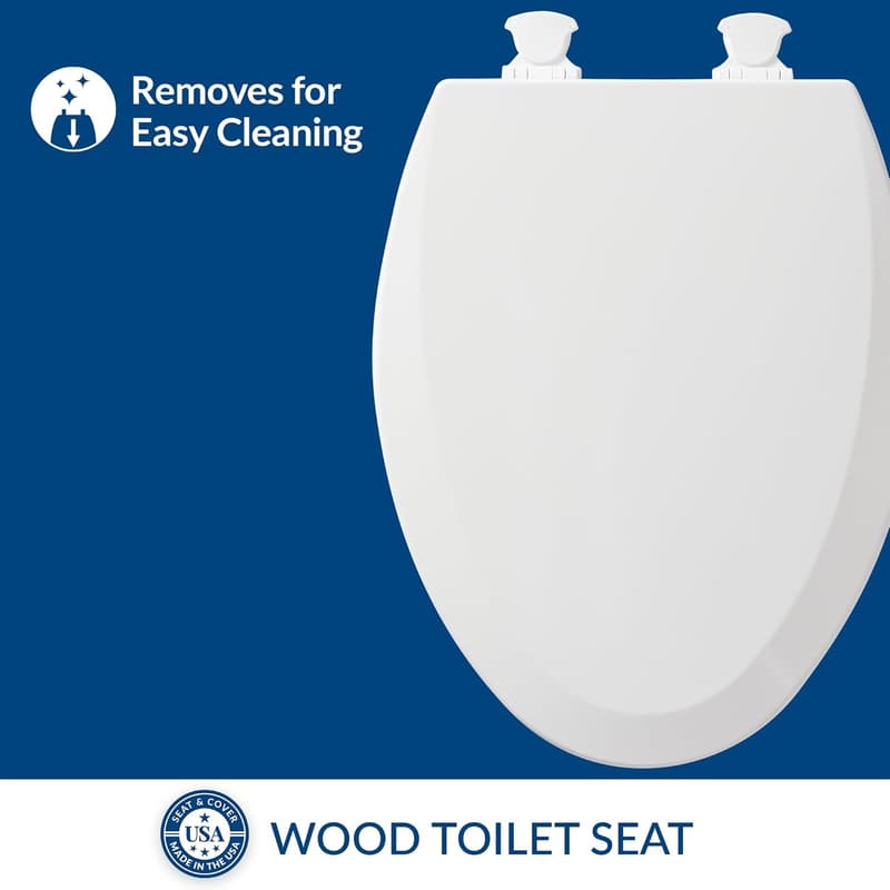 Cotton White Elongated Lift-Off Toilet Seat