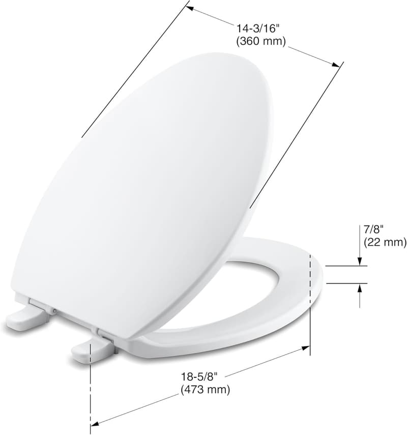 Brevia Elongated White Toilet Seat with Quick Release Hinges