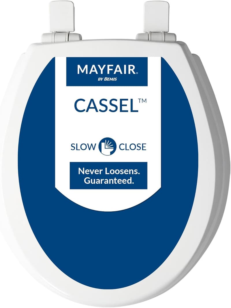 Premium Wood Slow Close Toilet Seat - Easy Clean, Round, White